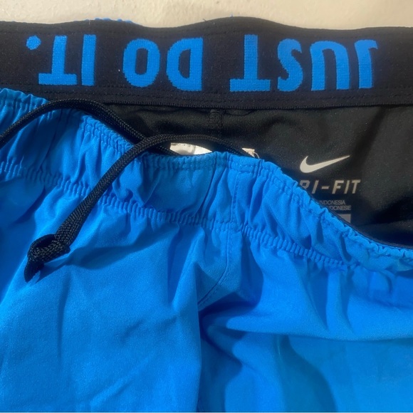 Nike Dri-Fit Running Shorts Medium Blue Just Do It Lined Athletic Gym - Picture 4 of 12